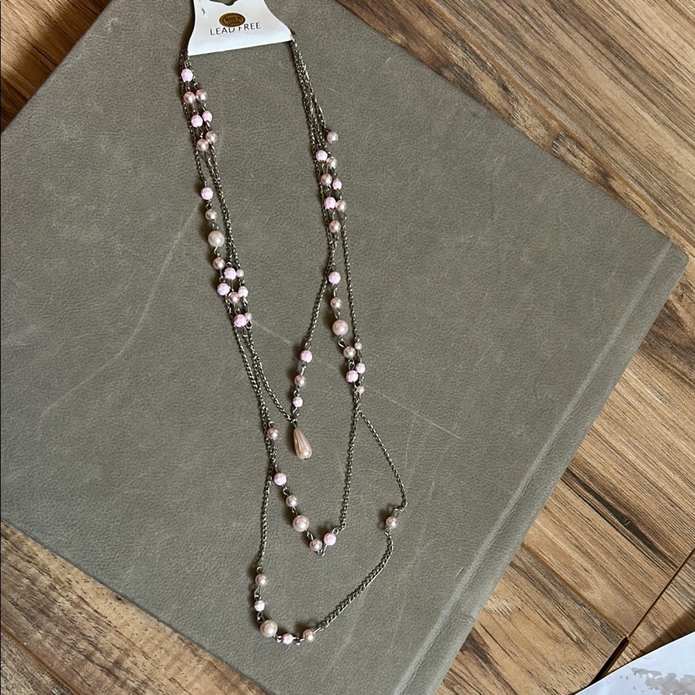 ZAD Pink and Silver Layered Necklace